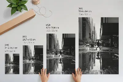Dekorativní plakát moderní městská grafika s černobílým deštěm
