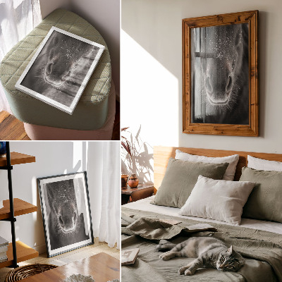 Plakát Fotorealistický detailní záběr koňské tváře ve sněhu
