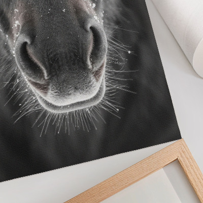 Plakát Fotorealistický detailní záběr koňské tváře ve sněhu