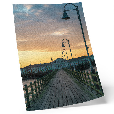 Dekorativní plakát Dřevěná mostní lampa malebná obloha