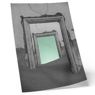 Nástěnný plakát Zelená poušť opuštěné budovy surrealismus