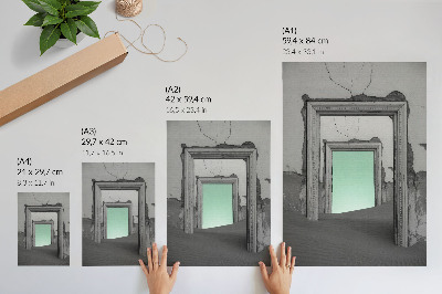 Nástěnný plakát Zelená poušť opuštěné budovy surrealismus
