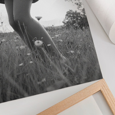 Dekorativní plakát Černobílá fotografie louky plné harmonie a míru.