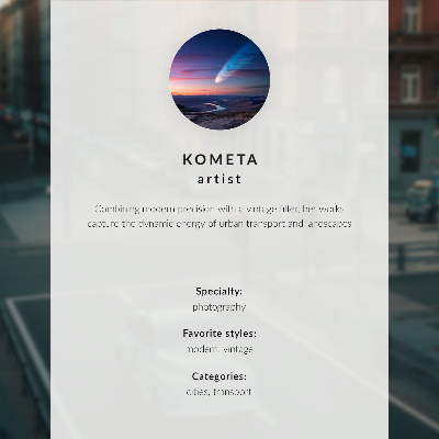 Nástěnný plakát Činžovní domy retro auto západ slunce atmosféra