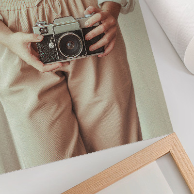 Nástěnný plakát Osoba retro fotoaparát světlé látky elegance