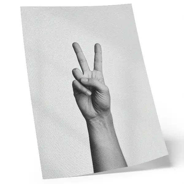 Plakát na zeď minimalistický černobílý motiv s gestem míru
