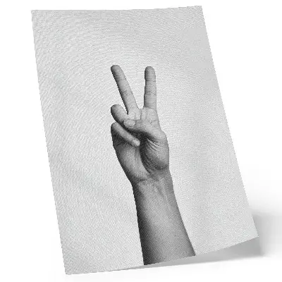 Plakát na zeď minimalistický černobílý motiv s gestem míru