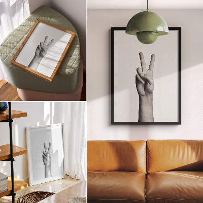 Plakát na zeď Černobílé gesto míru minimalismus elegance