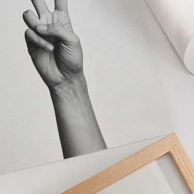 Plakát na zeď minimalistický černobílý motiv s gestem míru