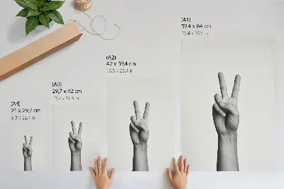 Plakát na zeď minimalistický černobílý motiv s gestem míru