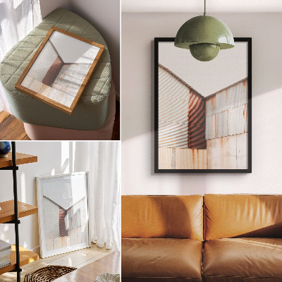 Plakát na zeď Kovové a rezové geometrické panely