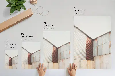 Plakát na zeď s motivem kovových a rezavých geometrických panelů