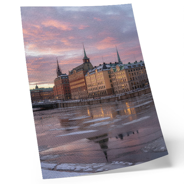 Plakát na zeď Úlomky ledu při západu slunce, panorama města