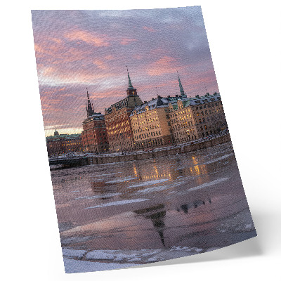 Plakát na zeď Úlomky ledu při západu slunce, panorama města