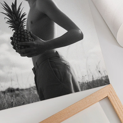 Plakát Monochromatický obrázek klobouk ananasové pole