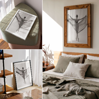 Nástěnný plakát Černobílý tanec elegance pohyb sofistikovanost
