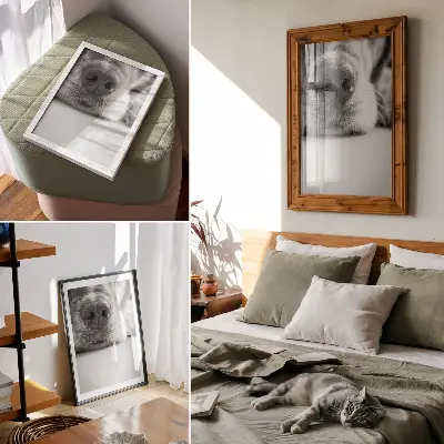 Plakát na zeď minimalistický detail psí srsti v černobílém provedení