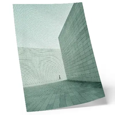 Plakát na zeď s minimalistickým motivem šedých geometrických stěn