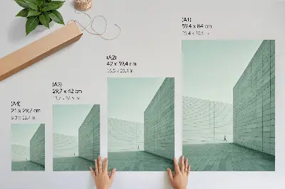 Plakát na zeď s minimalistickým motivem šedých geometrických stěn
