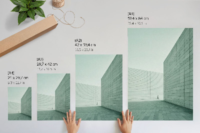 Plakát na zeď Šedé geometrické stěny minimalismus postava