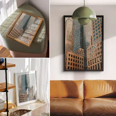 Plakát na zeď moderní mrakodrapy s elegantními geometrickými tvary