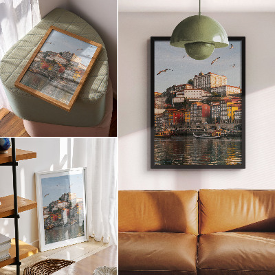 Plakátový obraz Barevné činžovní domy, elegantní lodě, rackové
