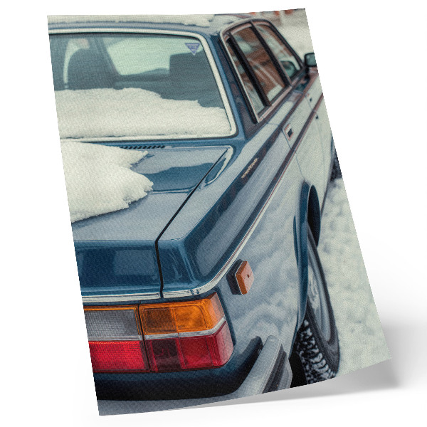 Dekorativní plakát Retro auto v sněhově modrém bílém pozadí