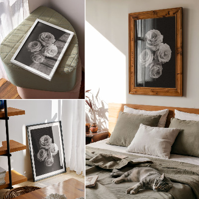 Nástěnný plakát Černobílé růže minimalismus klasika elegance