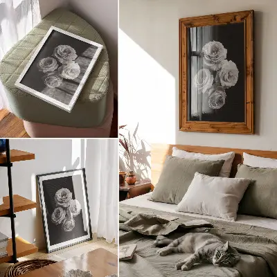 Nástěnný plakát černobílé růže v minimalistickém a elegantním stylu