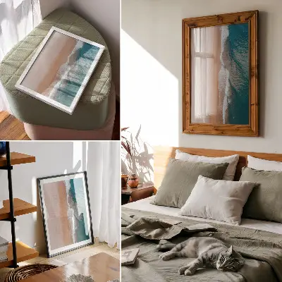 Plakát minimalistické setkání oceánských vln s pláží