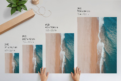 Plakát Vlny oceánu se minimalisticky setkávají s pláží