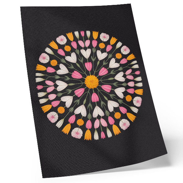 Dekorativní plakát Květiny mandala tmavé pozadí abstraktní styl