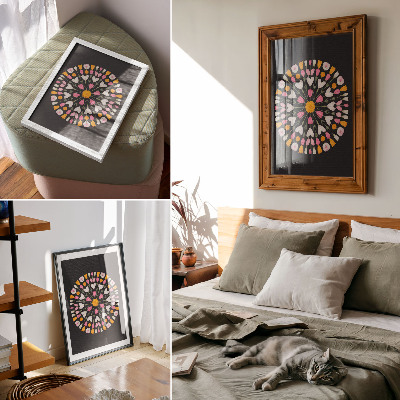 Dekorativní plakát Květiny mandala tmavé pozadí abstraktní styl