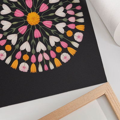 Dekorativní plakát Květiny mandala tmavé pozadí abstraktní styl