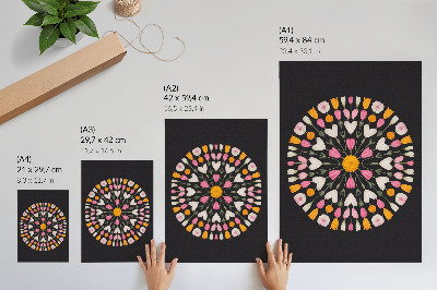 Dekorativní plakát Květiny mandala tmavé pozadí abstraktní styl