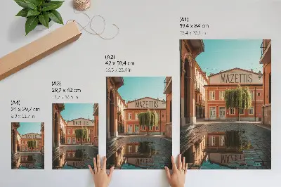 Plakát teplé barvy odrazu městské architektury