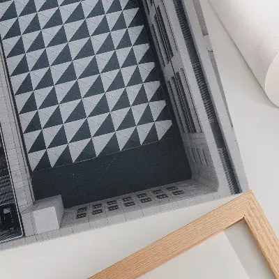 Dekorativní plakát elegantní geometrické vzory s futuristickou architekturou