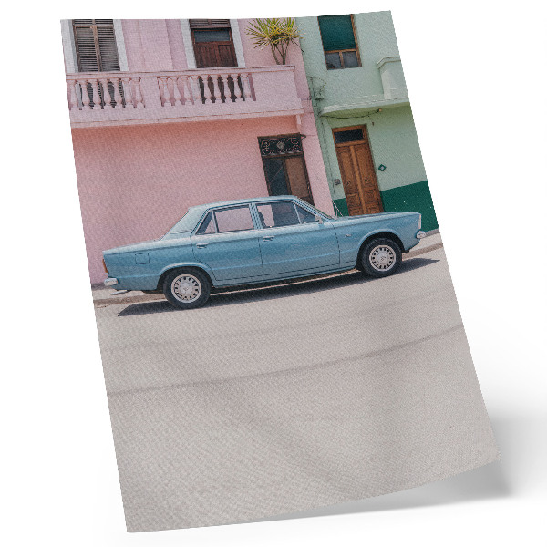 Plakátový obraz Klasické auto pastelové budovy retro kouzlo
