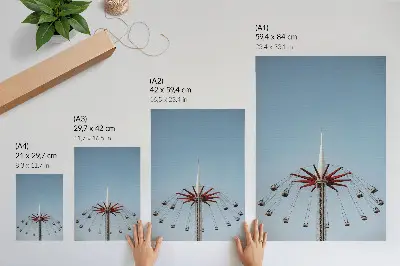 Dekorativní plakát věž s karuselem v minimalistickém stylu