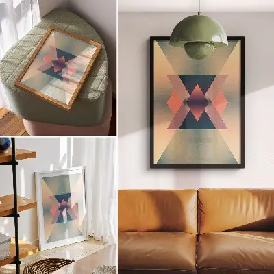 Plakát na zeď geometrické tvary v elegantních pastelových barvách