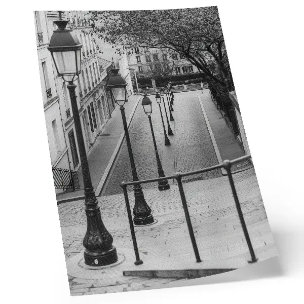 Plakát okouzlující lucerny s krásnou architekturou v ulici