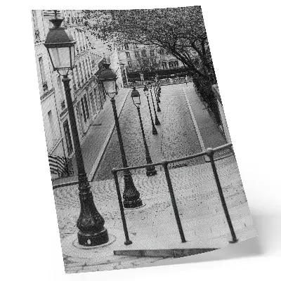 Plakát okouzlující lucerny s krásnou architekturou v ulici
