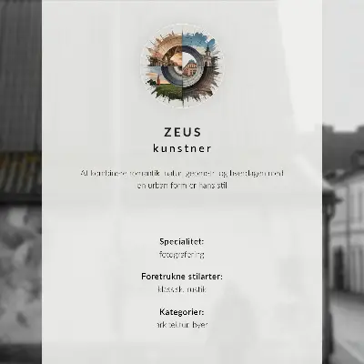 Plakát na zeď ulice s činžovními domy, květinami a kolem v černobílém provedení