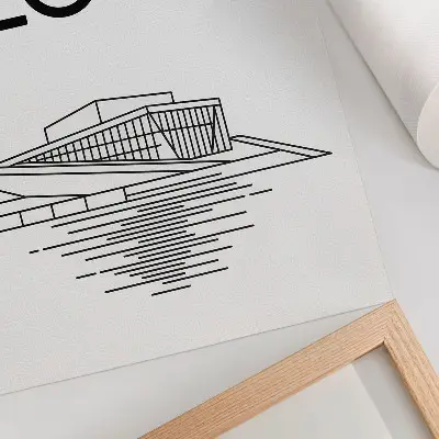 Dekorativní plakát černobílý kontrast moderní architektury s textem