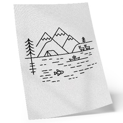 Nástěnný plakát Minimalistická linie hory jezero zvířata