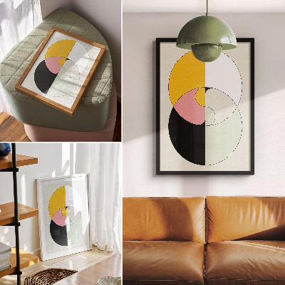 Plakát Geometrické kruhy, kontrastní barvy, minimalistický styl