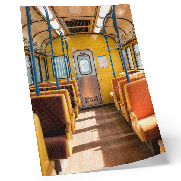 Plakát na zeď Žlutý interiér vagónu s oranžovými sedadly