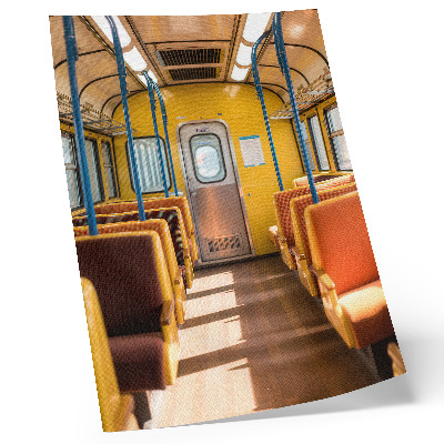 Plakát na zeď Žlutý interiér vagónu s oranžovými sedadly
