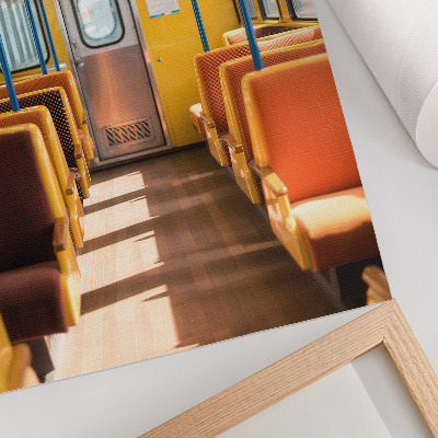 Plakát na zeď Žlutý interiér vagónu s oranžovými sedadly