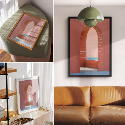 Dekorativní plakát Pastelové oblouky moře minimalistická architektura